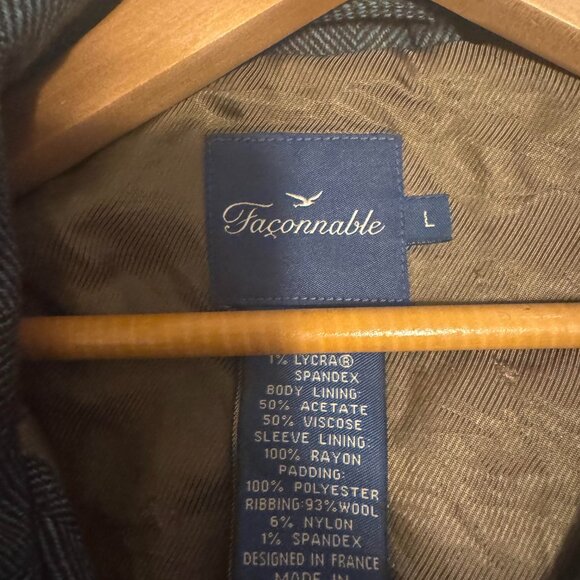 Façonnable Wool Blend Bomber Jacket Men’s Large Gray Brown Trim - Picture 4 of 4